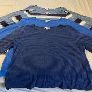 Set of 4 Blue Liz Claiborne Tops, 3/4 Sleeve, XL